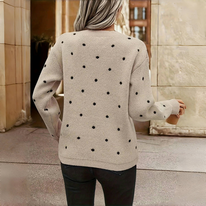 NINA™ - POLKA DOT KNITTED SWEATER | Khaki / S (8-10) | Toronty Ottawa