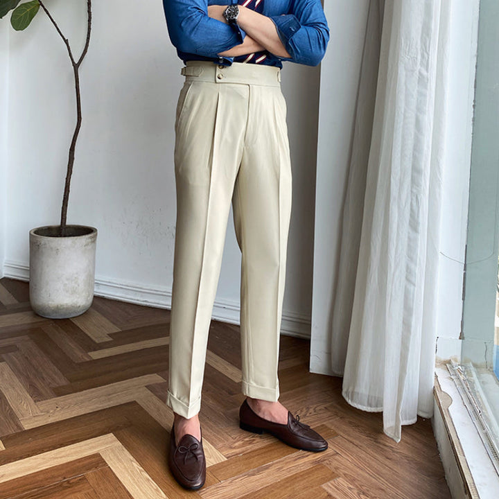 Ellingham™ | Men’s British High-Waist Slim Work Pants | White / 29 | Toronty Ottawa