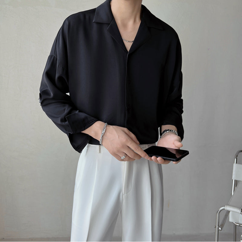 Beaumont™ | Men’s British Cuban Collar Relaxed Shirt | Apricot / S(US)/M(Japan) | Toronty Ottawa