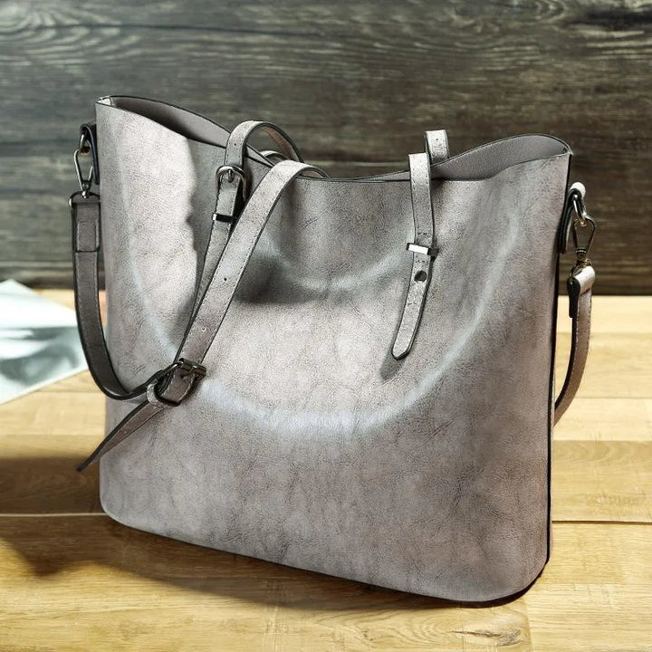 Clara® | Vintage Leather Handbag | Light Gray | Toronty Ottawa