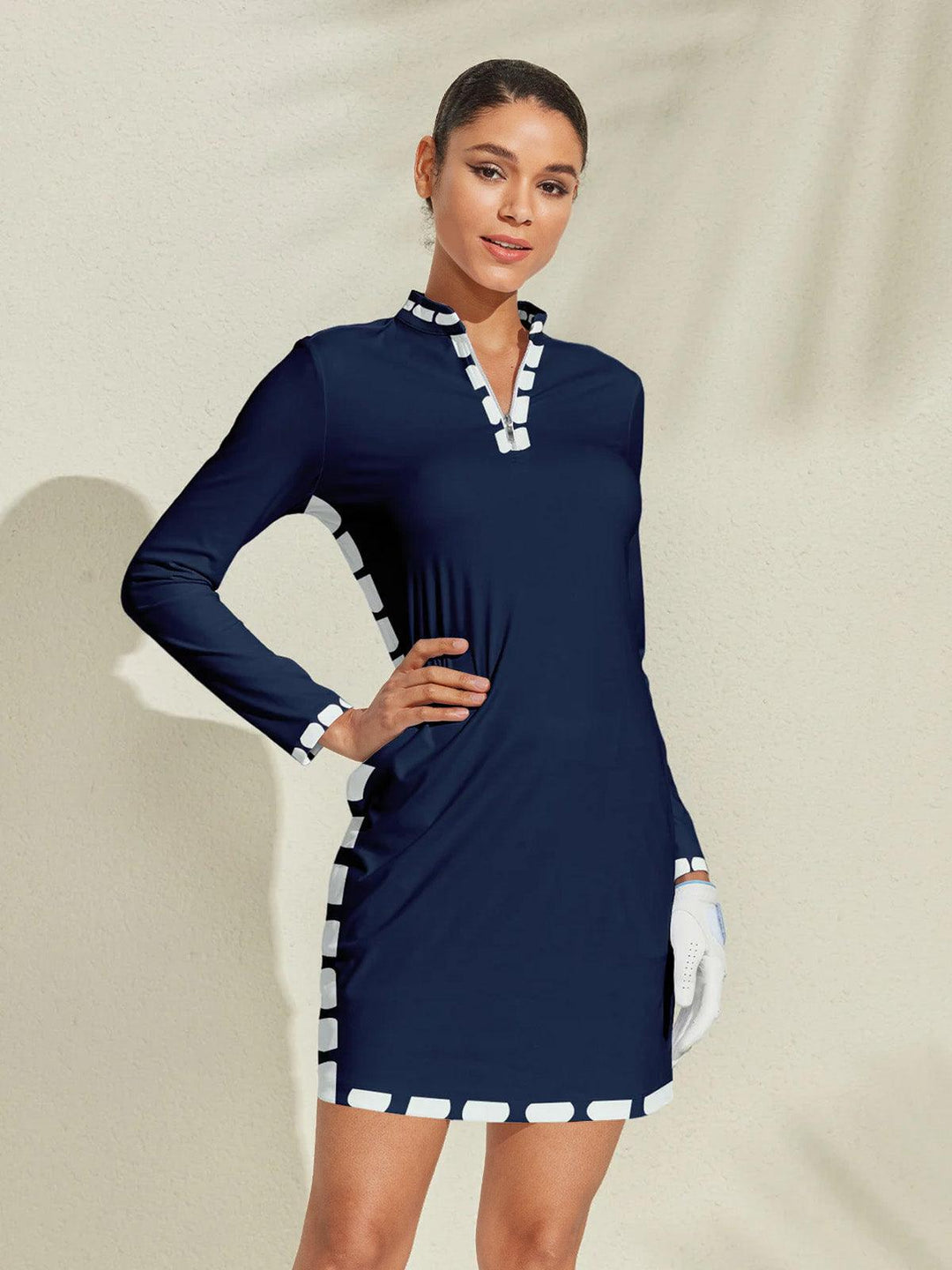 Marina Lane™ | Nautical UPF50+ Long Sleeve Golf Dress | Dark Blue / S | Toronty Ottawa