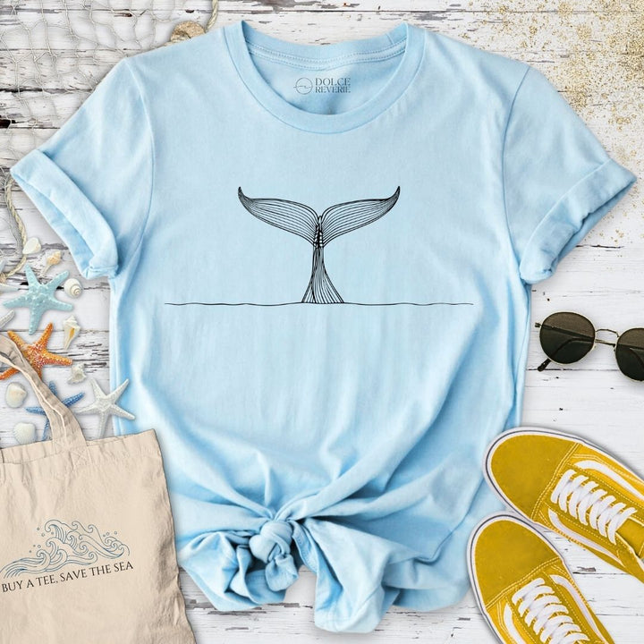 AquaTail™ Unisex Whale Line-Art T-Shirt