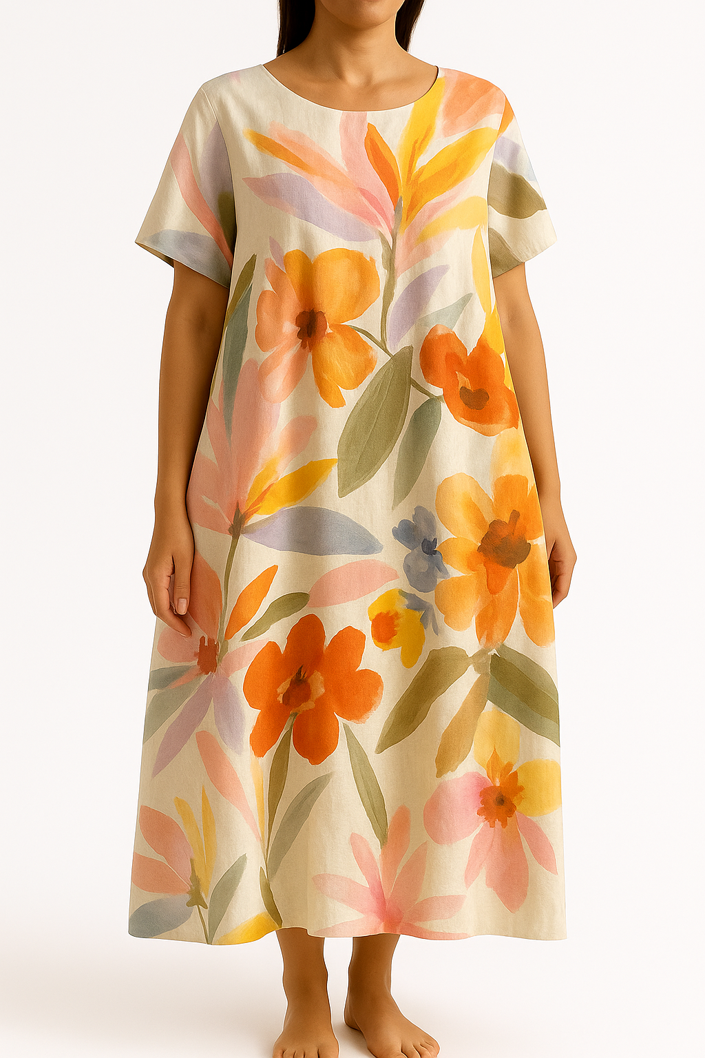 Ivy – Loose Fit Floral Dress | Orange / S | Toronty Ottawa