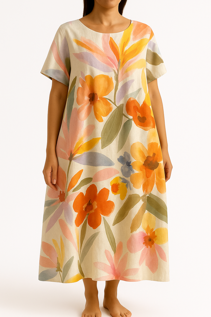 Ivy – Loose Fit Floral Dress | Orange / S | Toronty Ottawa