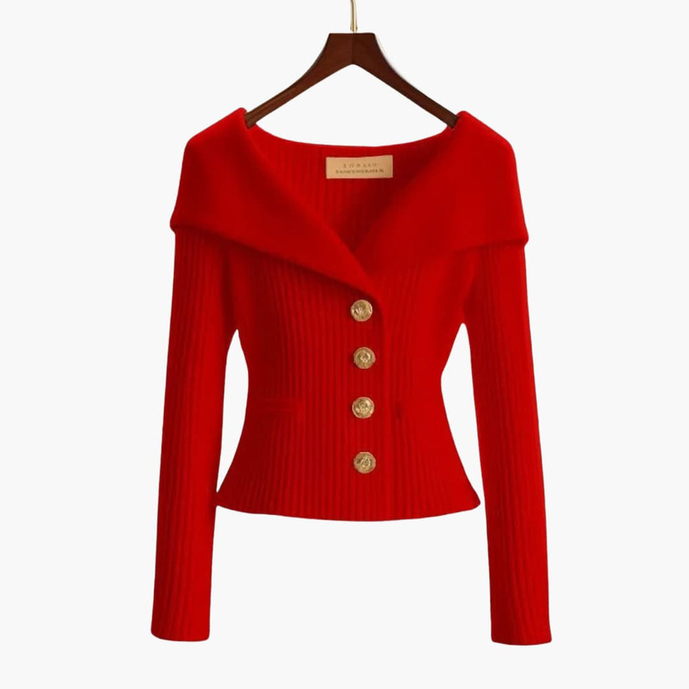 KIM™ - RIBBED BUTTON-UP CARDIGAN | Red / One Size Fits All | Toronty Ottawa