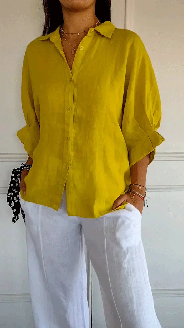 Hannah – Timeless Button-Up Shirt | Yellow / S | Toronty Ottawa