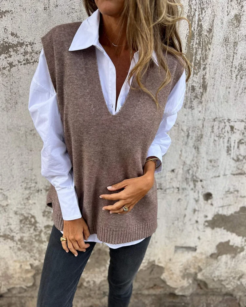 NUSA™ - COMFORTABLE KNITTED VEST | Greyish Maroon / S | Toronty Ottawa