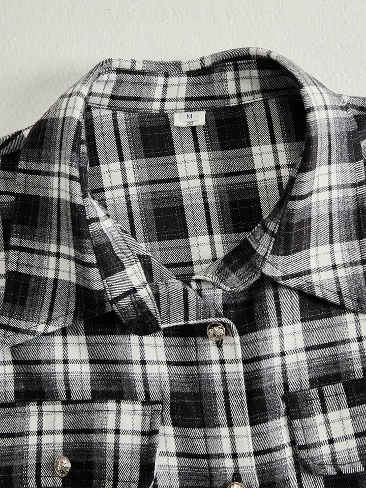 EthniLapel™ Women’s Retro Plaid Maxi Dress – Reddish Brown