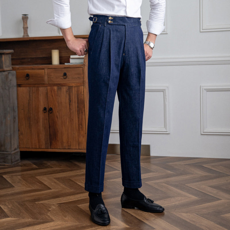Stratford™ | Men’s Retro High-Waist Slim Denim Pants | Blue / 29 | Toronty Ottawa