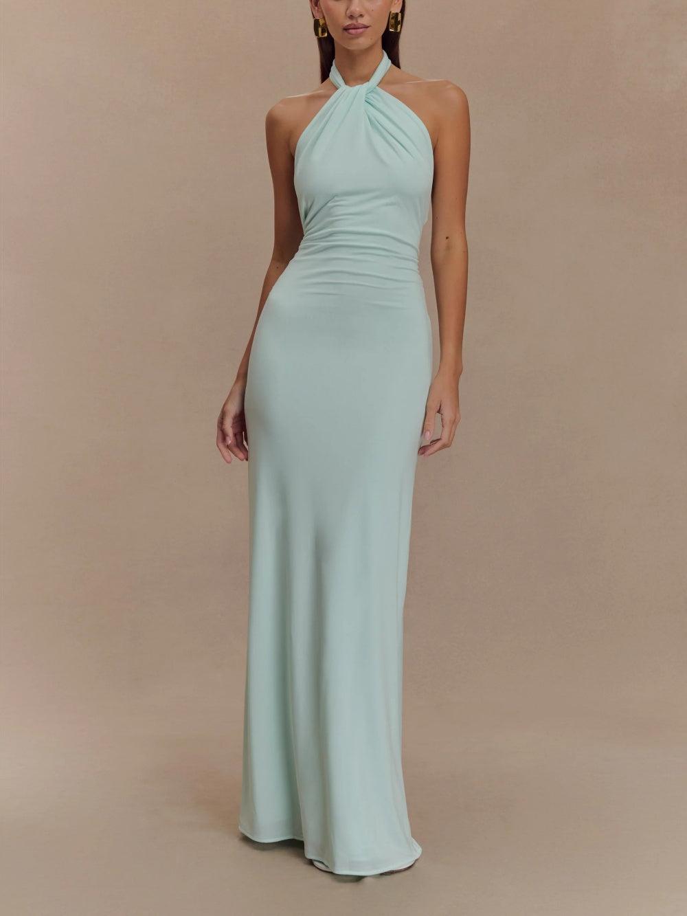 Aria | Slinky Halter Maxi Dress | Lagoon / XS | Toronty Ottawa