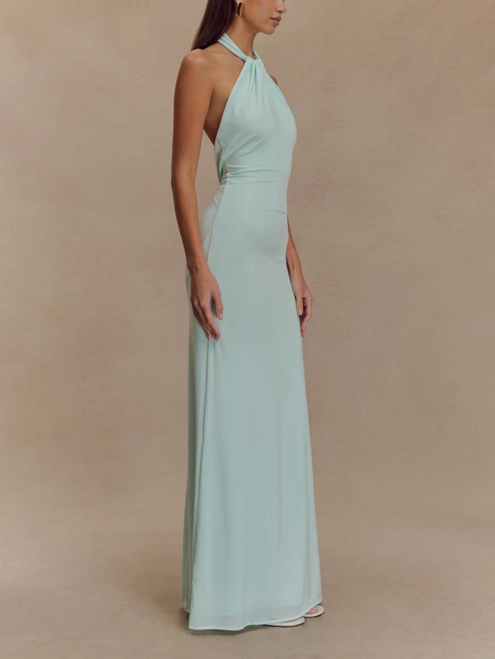 Aria | Slinky Halter Maxi Dress | Lagoon / XS | Toronty Ottawa