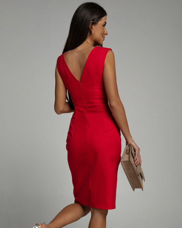 Allure™ | Sculpted V-Neck Slit Gown | Red / S | Toronty Ottawa