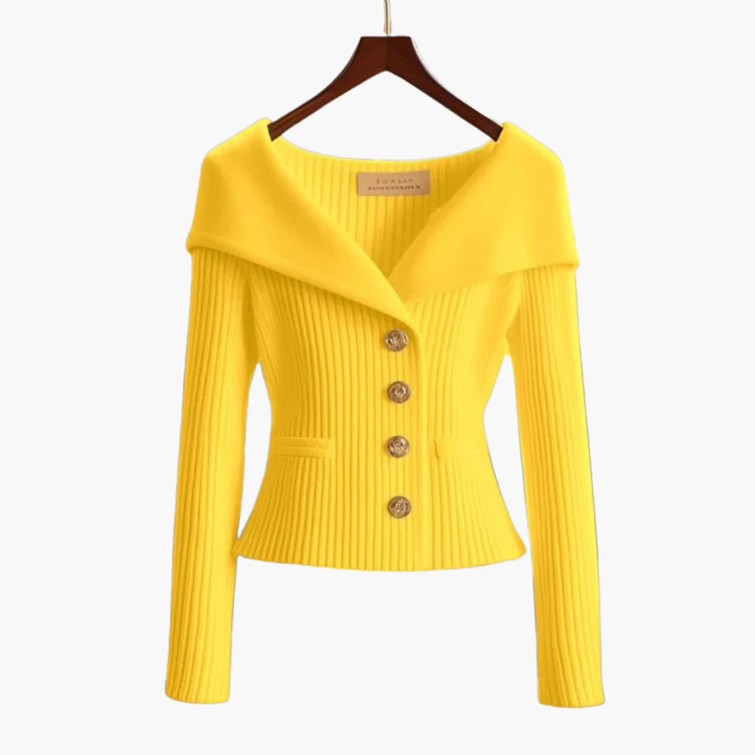 KIM™ - RIBBED BUTTON-UP CARDIGAN | Yellow / One Size Fits All | Toronty Ottawa
