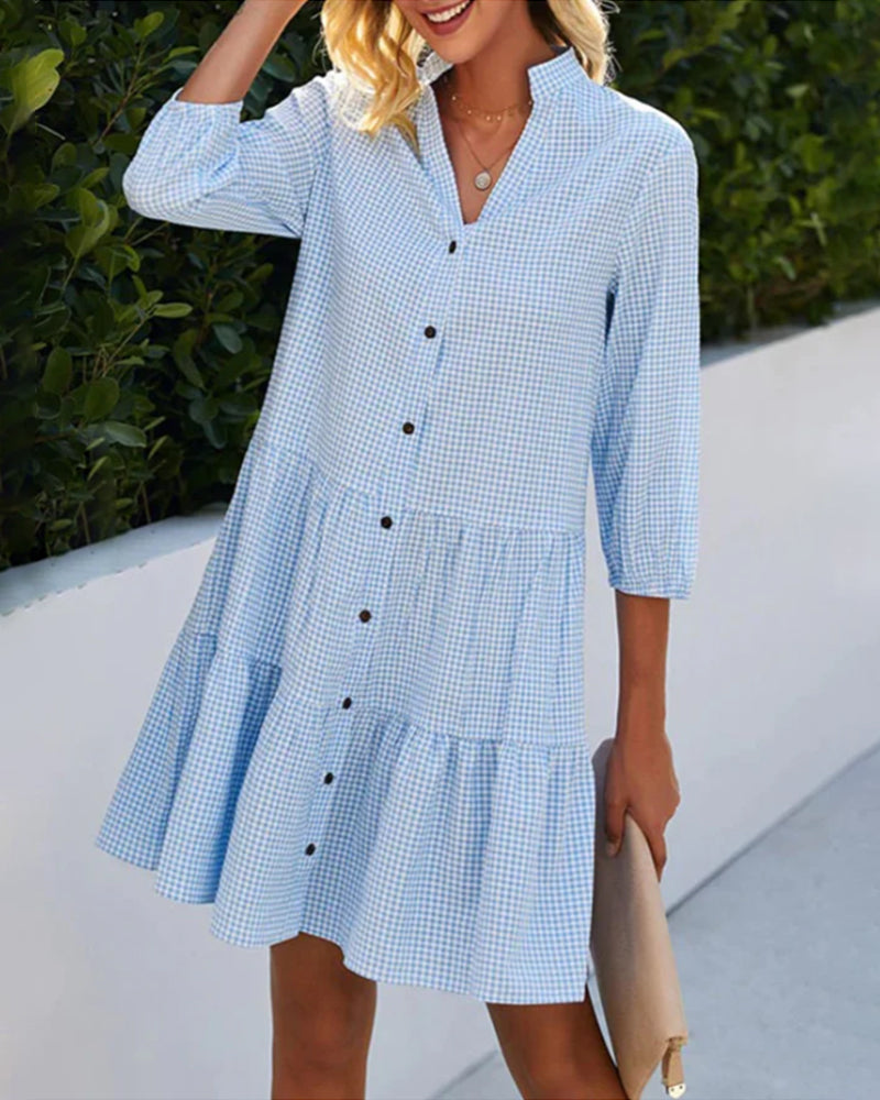 Lucie | Light & Flattering Checkered Summer Dress | Blue (Almost Sold Out) / M | Toronty Ottawa