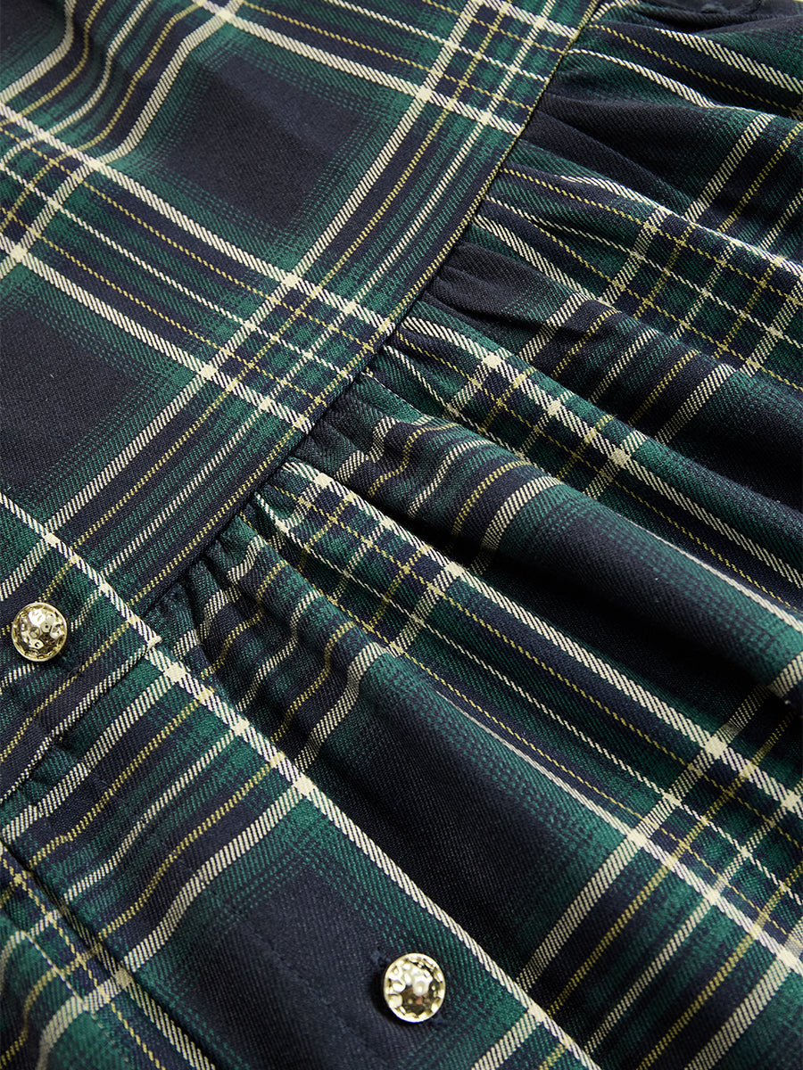 EthniLapel™ Women’s Retro Plaid Maxi Dress – Reddish Brown