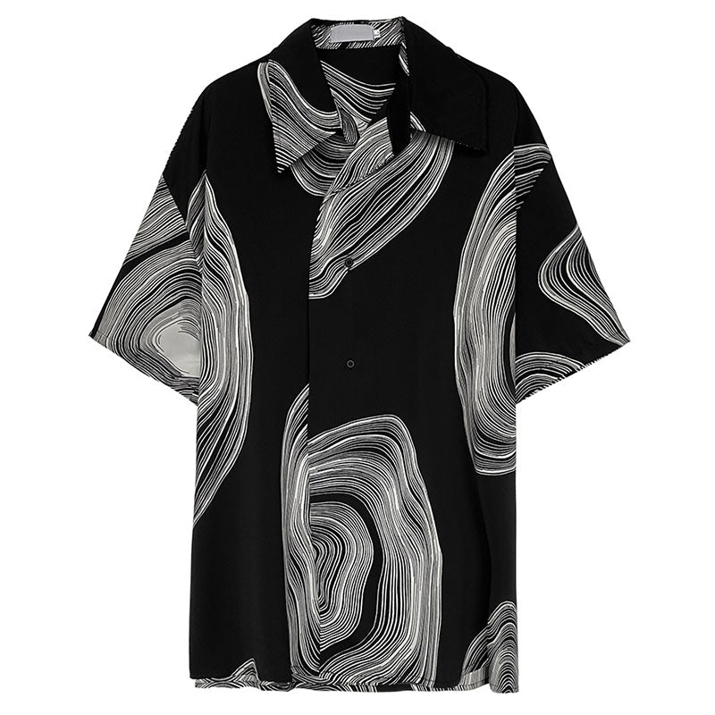 Verdanza™ | Men’s Geometric Drape Short Sleeve Shirt | White / M | Toronty Ottawa