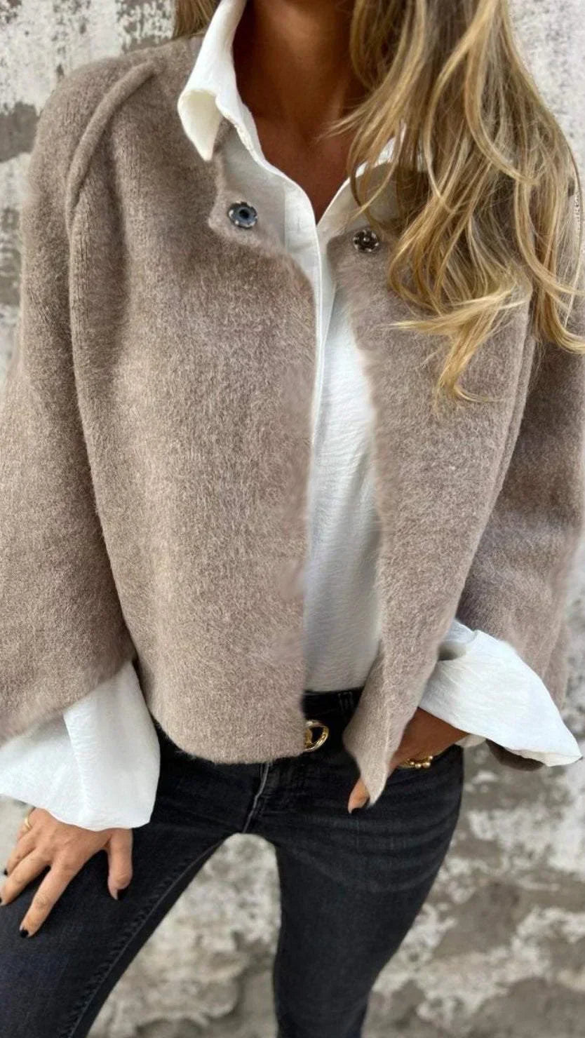 CELESTE™ - ELEGANT ROUND-NECK COAT | Beige / S | Toronty Ottawa