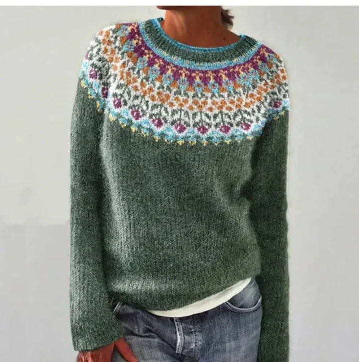 YASMINE™ - RETRO AUTUMN SWEATER | Gray / Floral / S | Toronty Ottawa