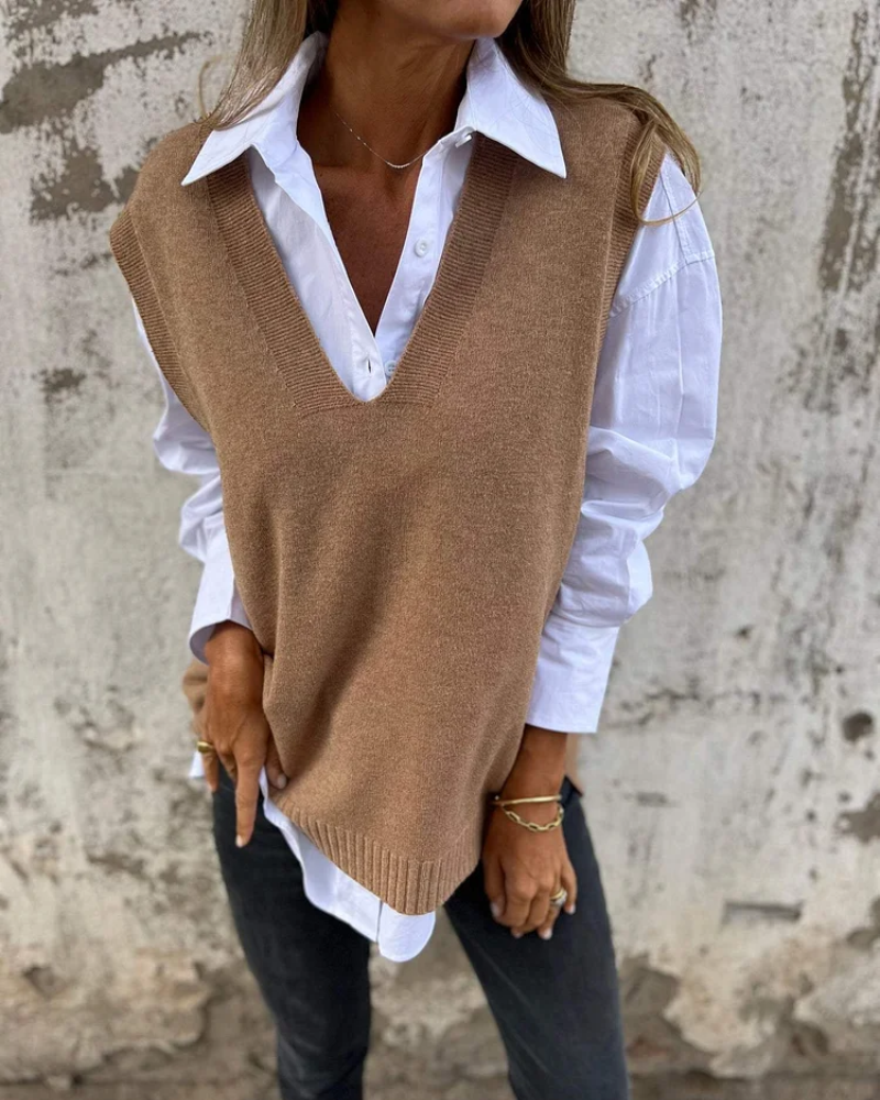 NUSA™ - COMFORTABLE KNITTED VEST | Brown / S | Toronty Ottawa