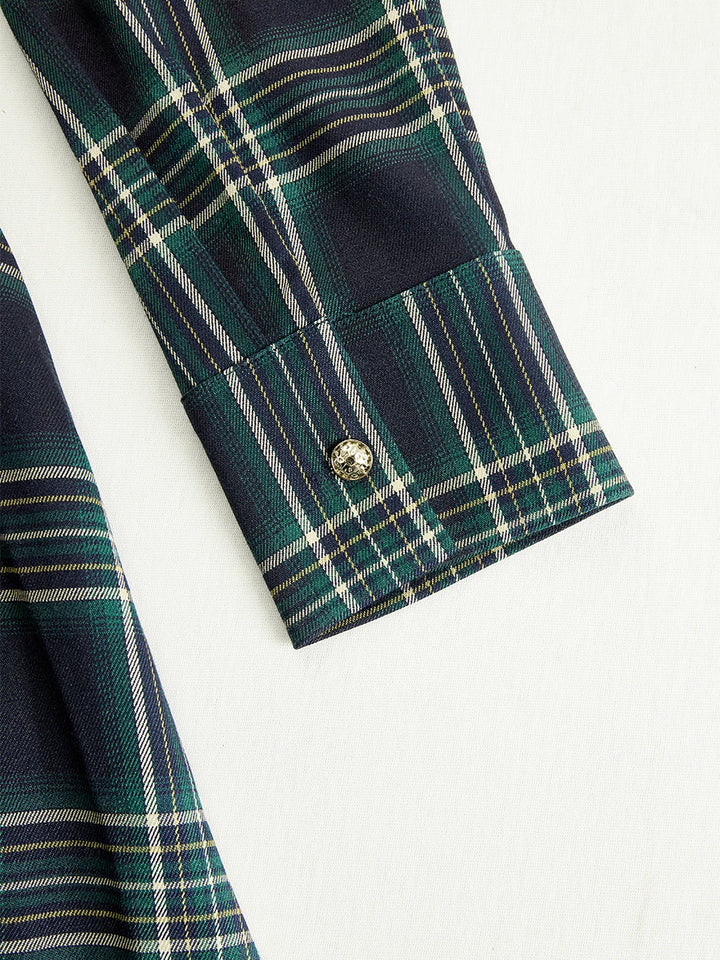 EthniLapel™ Women’s Retro Plaid Maxi Dress – Reddish Brown