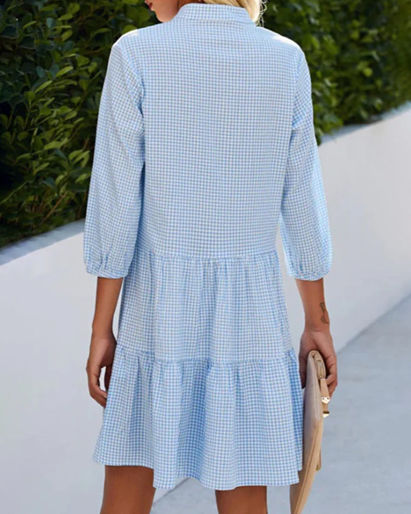 Lucie | Light & Flattering Checkered Summer Dress | Blue (Almost Sold Out) / M | Toronty Ottawa