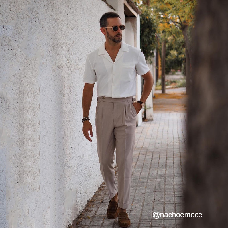 Galvano™ | Men’s Wide Cuban Collar Stretch Shirt | Green / XS(US)/M(Japan) | Toronty Ottawa