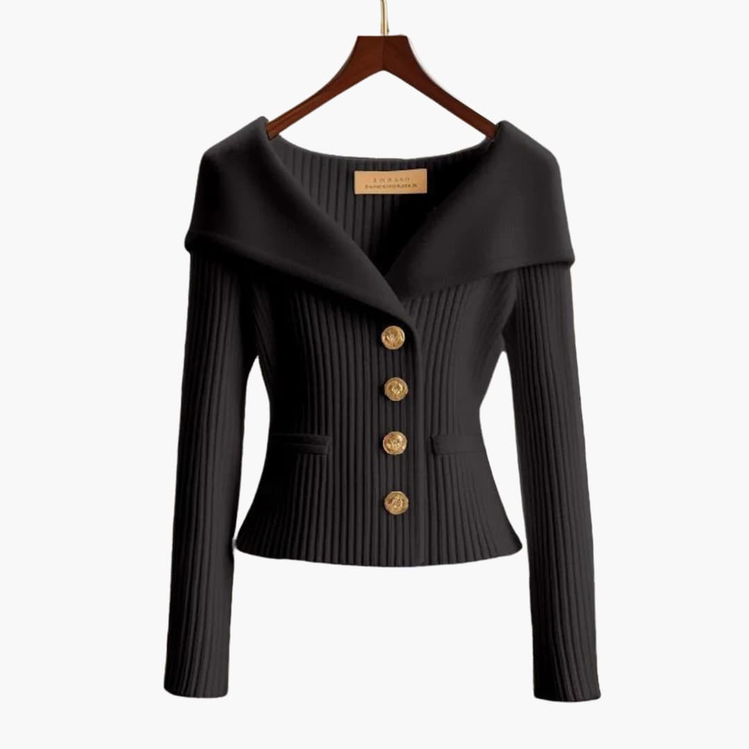 KIM™ - RIBBED BUTTON-UP CARDIGAN | Black / One Size Fits All | Toronty Ottawa