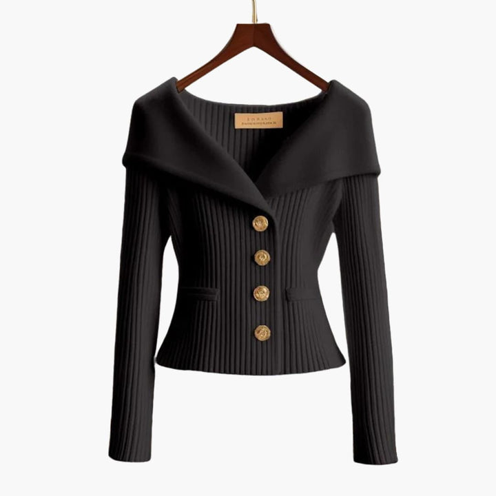 KIM™ - RIBBED BUTTON-UP CARDIGAN | Black / One Size Fits All | Toronty Ottawa