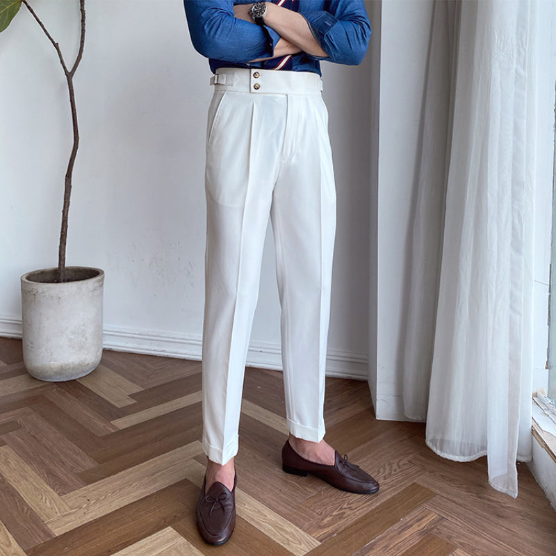 Ellingham™ | Men’s British High-Waist Slim Work Pants | White / 29 | Toronty Ottawa