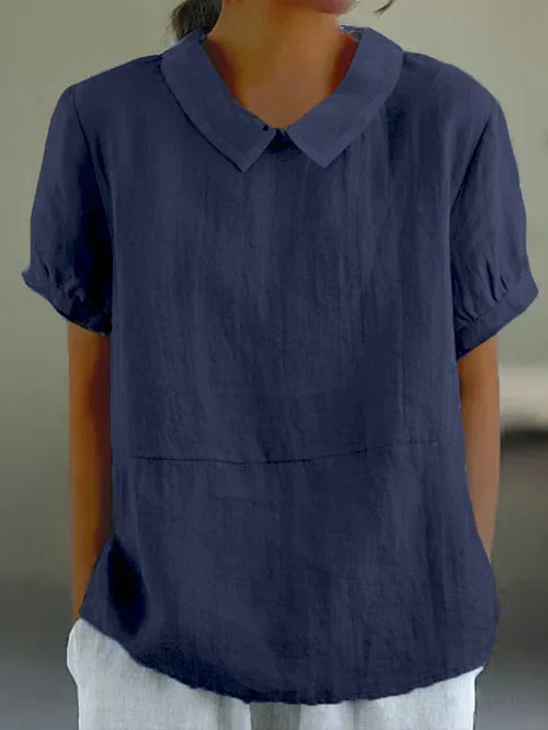 Sophie – Relaxed Collared Everyday Top | Marine Blue / S | Toronty Ottawa
