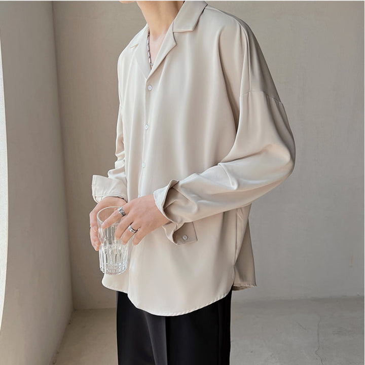 Beaumont™ | Men’s British Cuban Collar Relaxed Shirt | Apricot / S(US)/M(Japan) | Toronty Ottawa