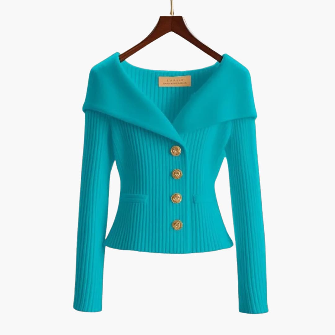 KIM™ - RIBBED BUTTON-UP CARDIGAN | Blue / One Size Fits All | Toronty Ottawa