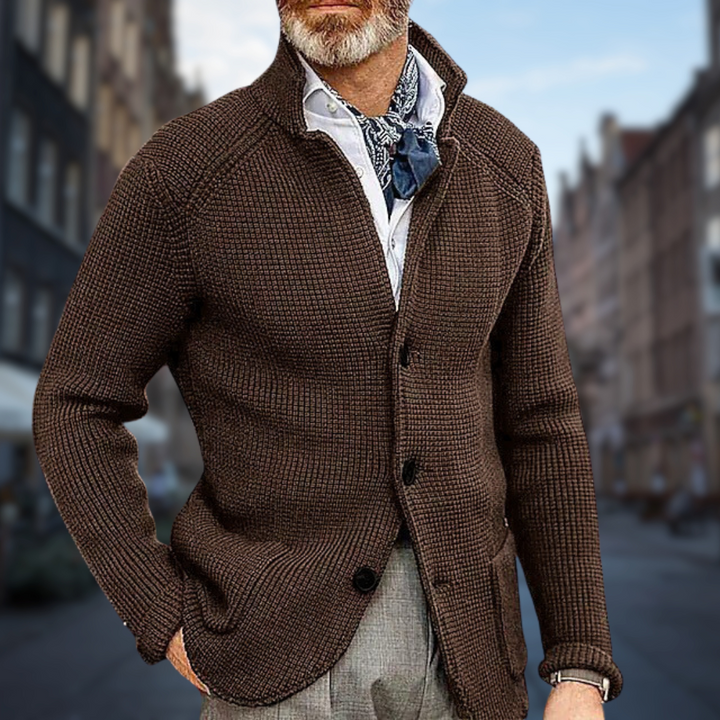 Lucien™ | Soft & Elegant Men’s Cardigan | Dark brown / S | Toronty Ottawa