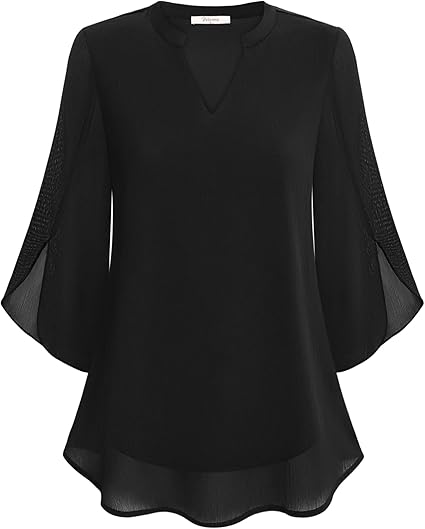 Olivia – Flowing Split-Sleeve Blouse | Black / S | Toronty Ottawa