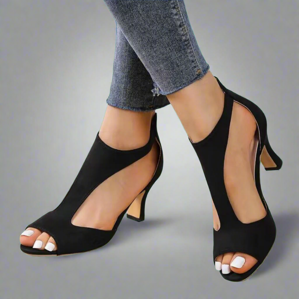 Sienna – Elegant Zip-Up Heeled Sandals | Black / 5 | Toronty Ottawa