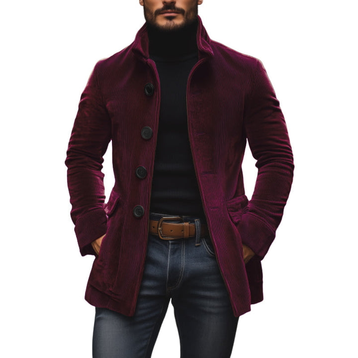 Bexley™ Heritage Corduroy Stand Collar Coat | Wine Red / S | Toronty Ottawa