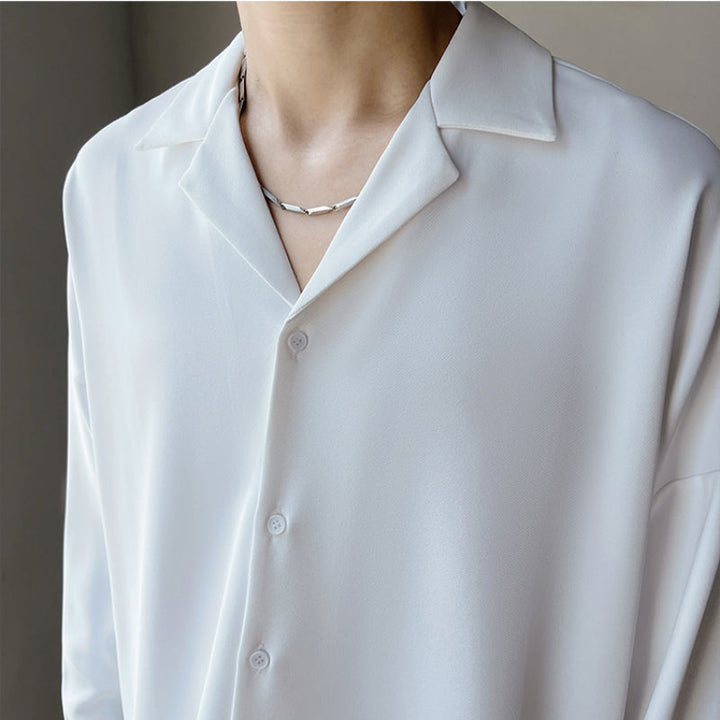 Beaumont™ | Men’s British Cuban Collar Relaxed Shirt | Apricot / S(US)/M(Japan) | Toronty Ottawa