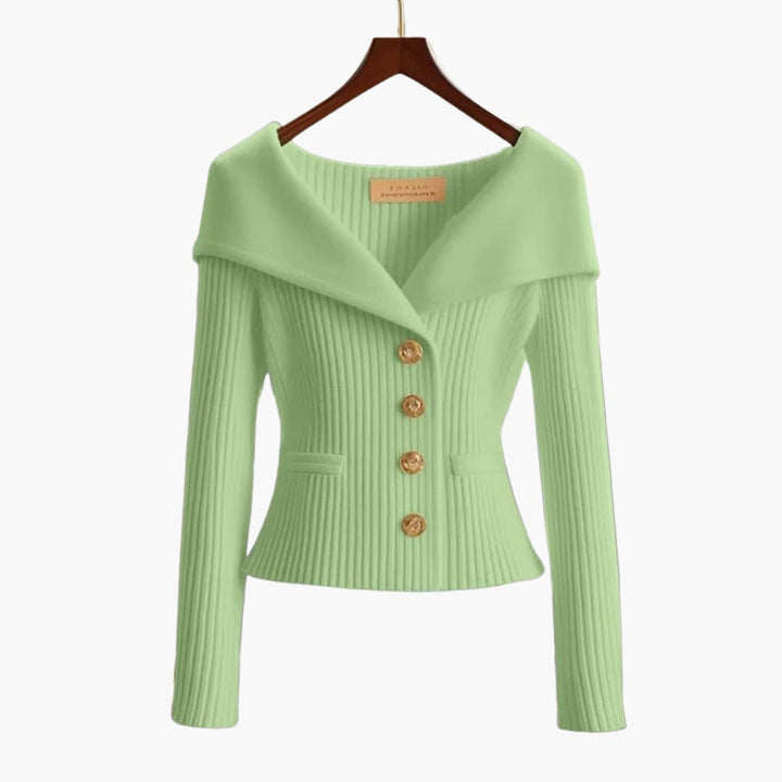 KIM™ - RIBBED BUTTON-UP CARDIGAN | Green / One Size Fits All | Toronty Ottawa