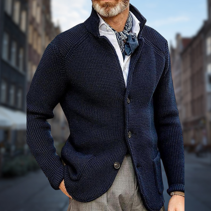 Lucien™ | Soft & Elegant Men’s Cardigan | Dark blue / S | Toronty Ottawa