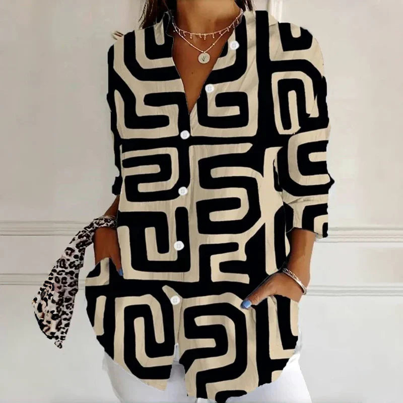 Jenna – Light Cotton Everyday Blouse | Geometric print / S | Toronty Ottawa