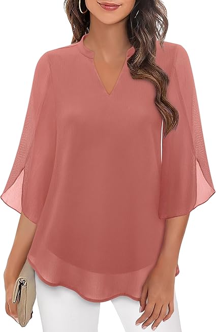 Olivia – Flowing Split-Sleeve Blouse | Pink / S | Toronty Ottawa