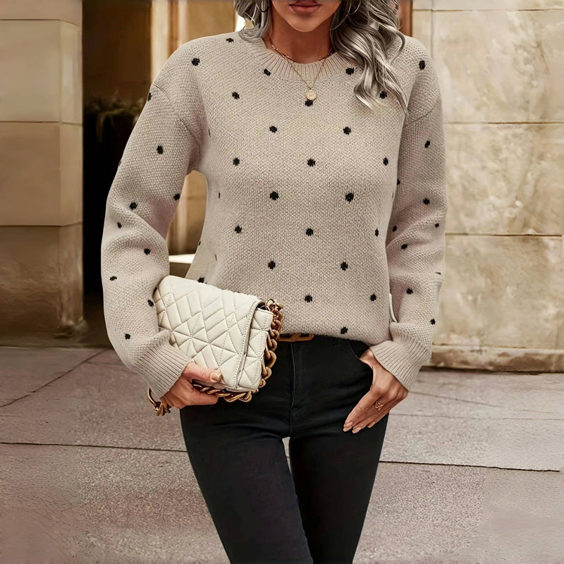 NINA™ - POLKA DOT KNITTED SWEATER | Khaki / S (8-10) | Toronty Ottawa