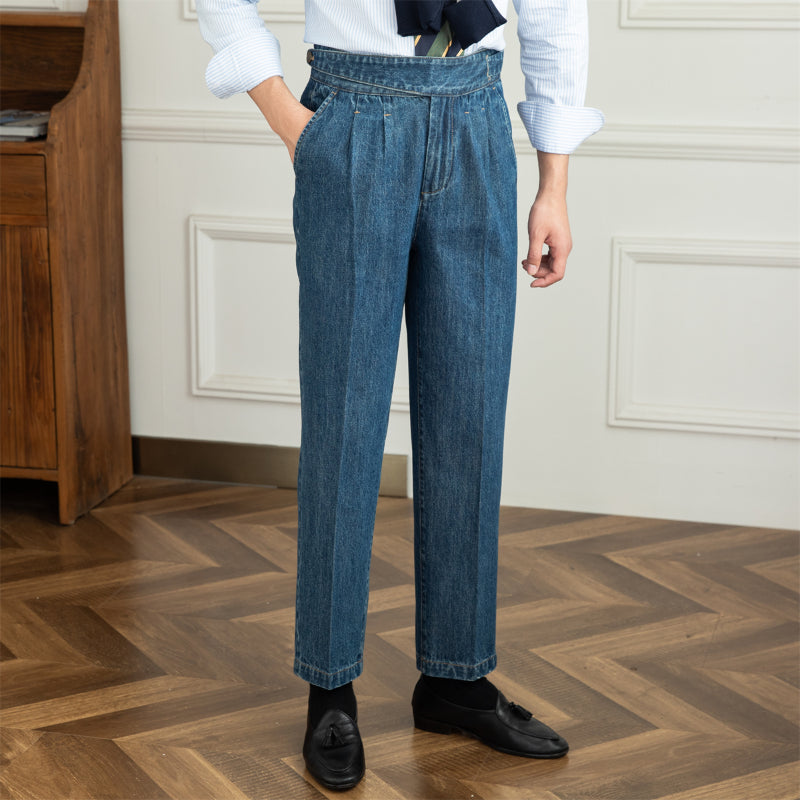 Hadleigh™ | Men’s Retro High-Waist Slim Denim Pants | Light Blue / 29 | Toronty Ottawa