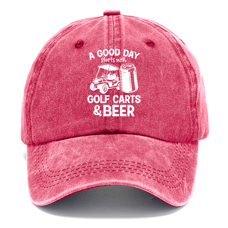 A Good Day Starts With Golf Carts And Beer Classic Cap | Pomegranate Blush(Pink) | Toronty Ottawa