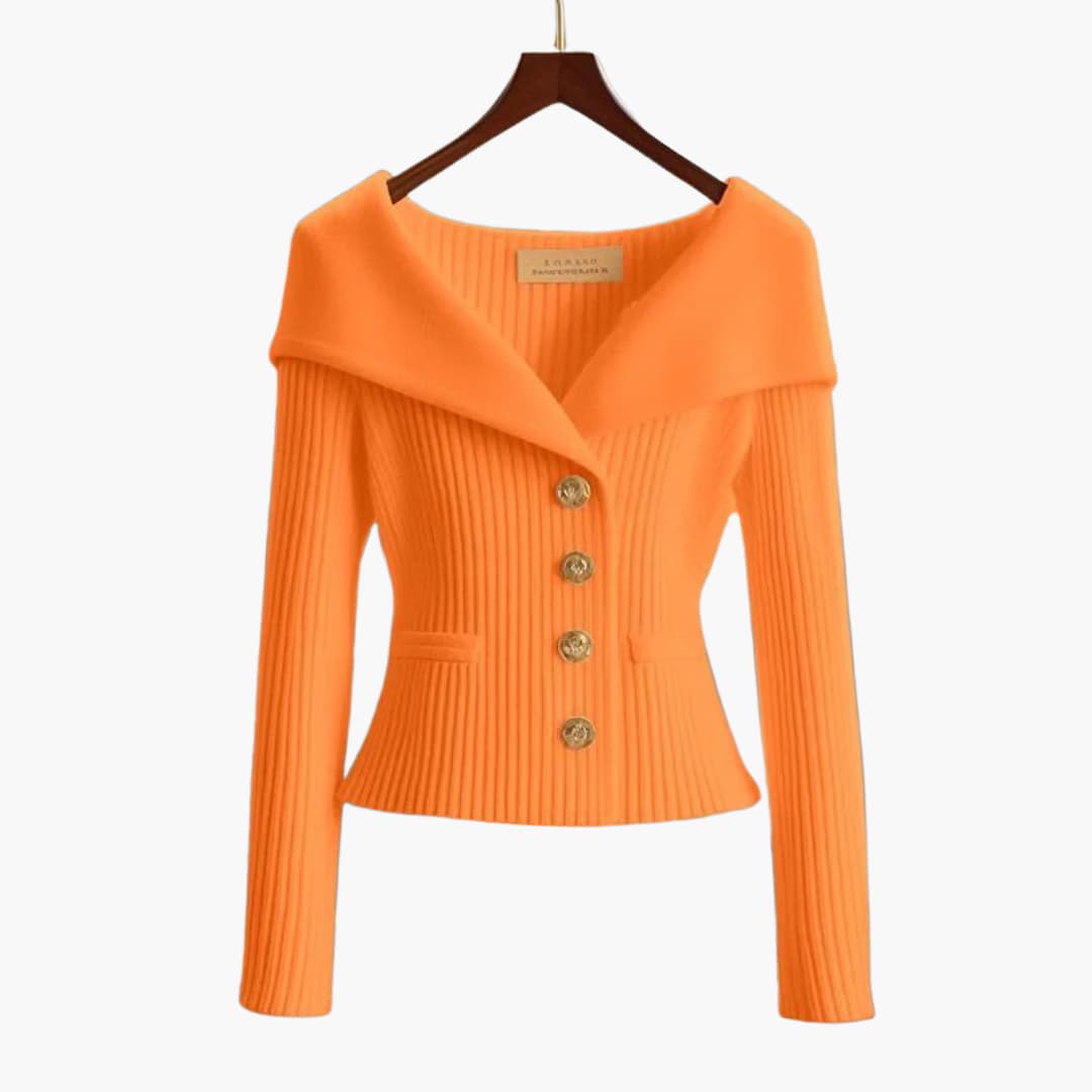 KIM™ - RIBBED BUTTON-UP CARDIGAN | Orange / One Size Fits All | Toronty Ottawa