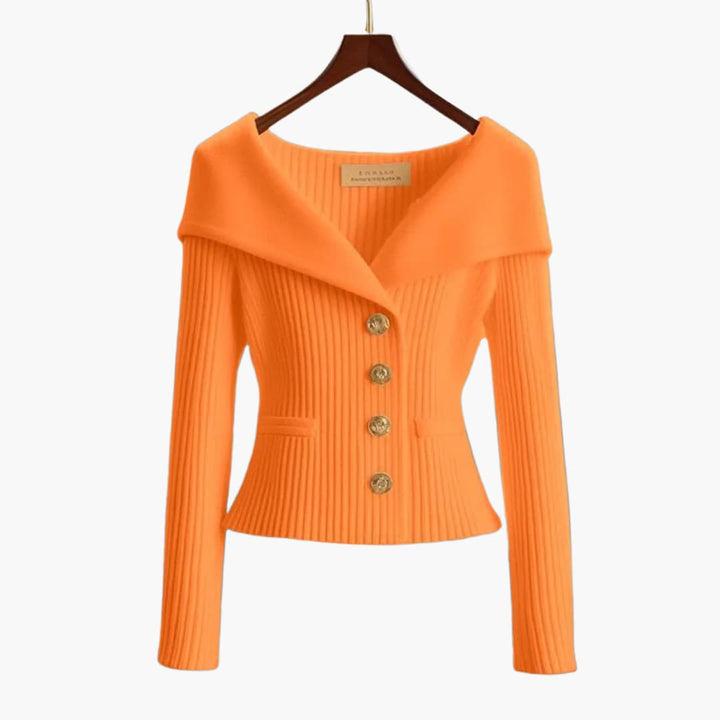 KIM™ - RIBBED BUTTON-UP CARDIGAN | Orange / One Size Fits All | Toronty Ottawa