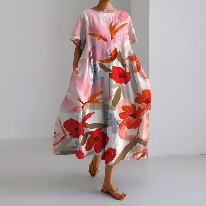 Ivy – Loose Fit Floral Dress | Red / S | Toronty Ottawa