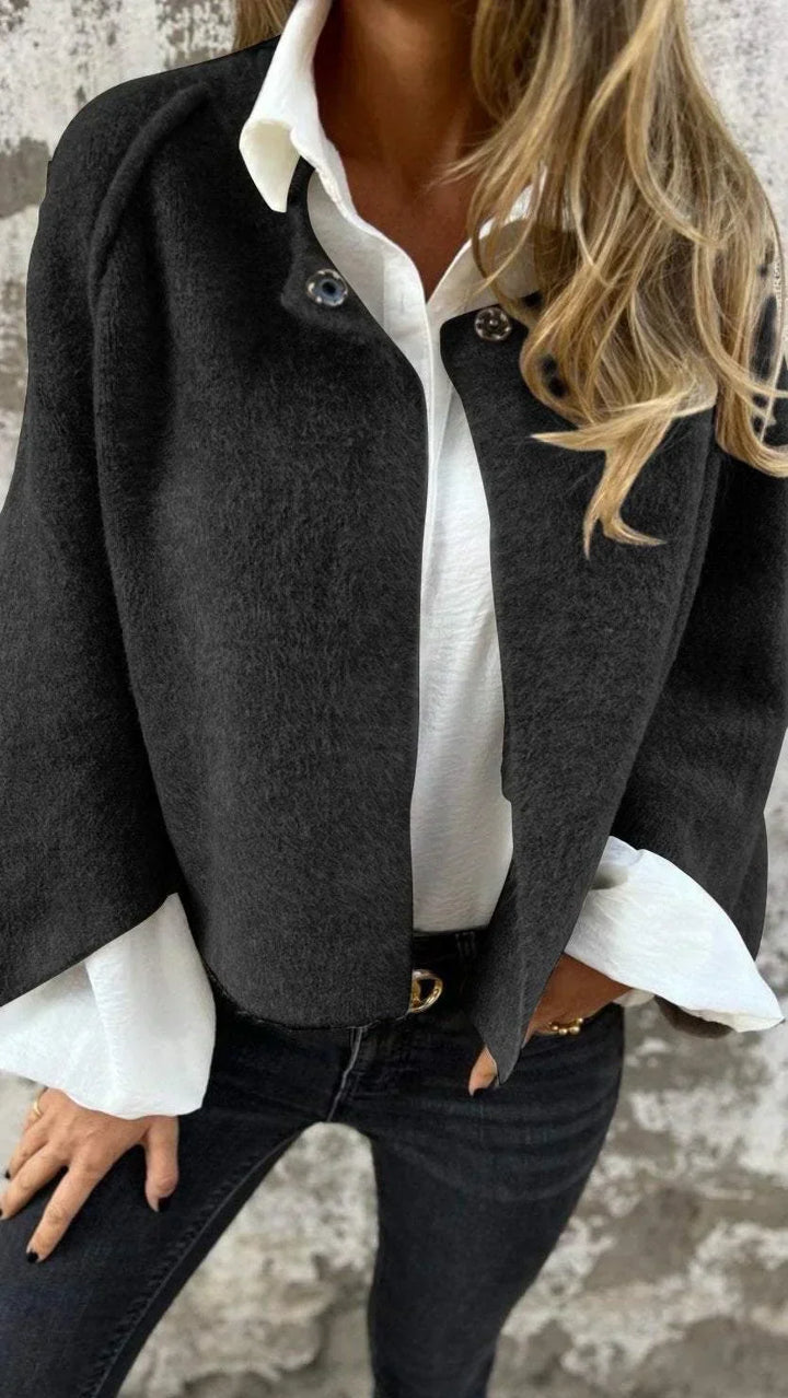 CELESTE™ - ELEGANT ROUND-NECK COAT | Black / S | Toronty Ottawa