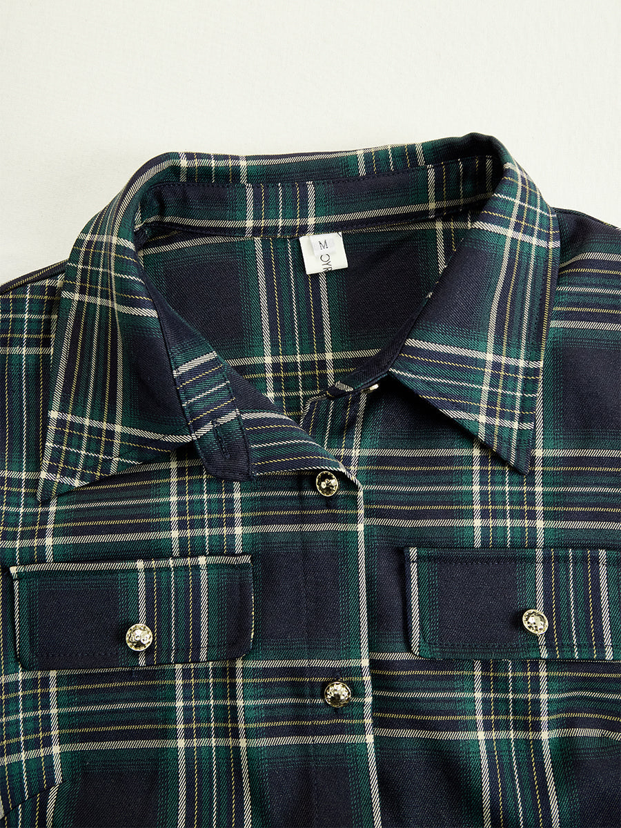 EthniLapel™ Women’s Retro Plaid Maxi Dress – Reddish Brown