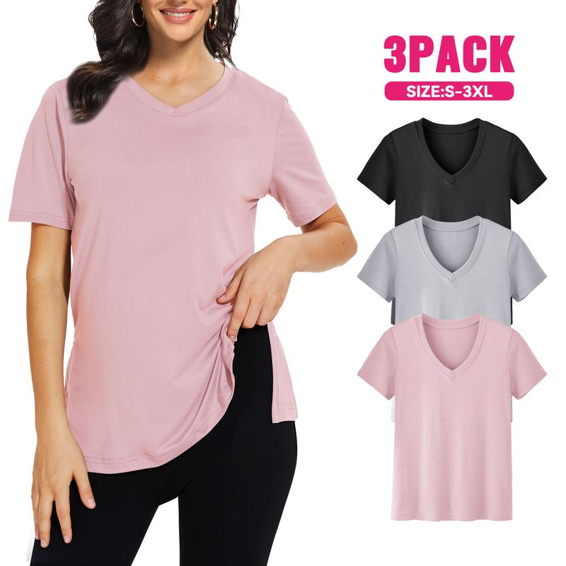 MiraLuxe™ | Casual Loose Fit Tee (3-Pack) | Black/ Dawn Pink/ Light Gray / S | Toronty Ottawa